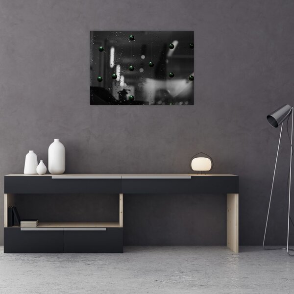 Tablou abstract - bilele verzi (70x50 cm)