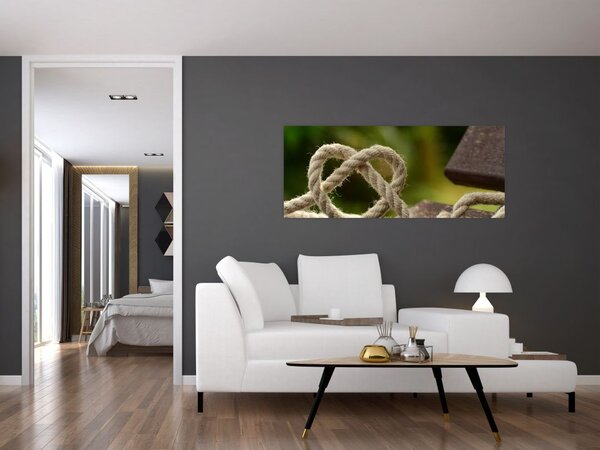 Tablou inima din frânghie (120x50 cm)