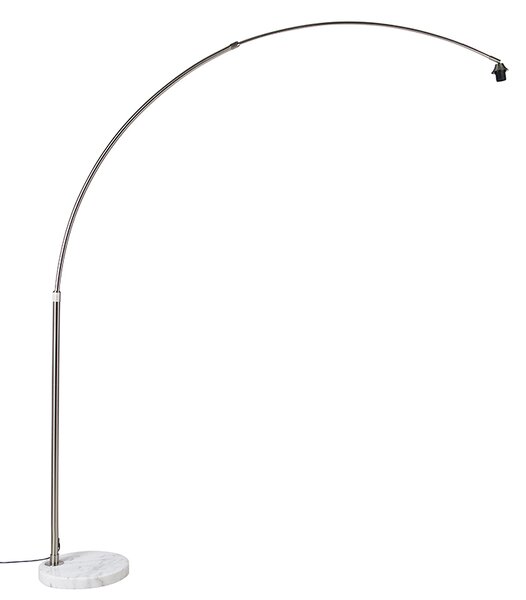 Lampă cu arc din oțel cu bază din marmură albă reglabilă - XXL