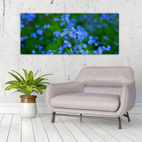 Tablou cu flori albastre (120x50 cm)