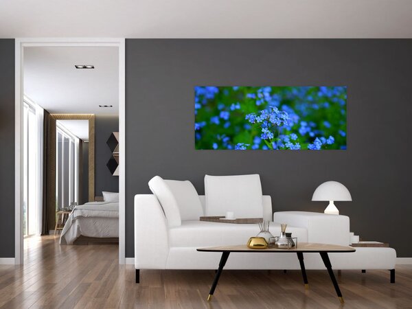 Tablou cu flori albastre (120x50 cm)