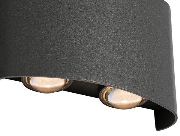 Lampă de perete exterioară gri închis cu LED 4 lumini IP54 - Silly