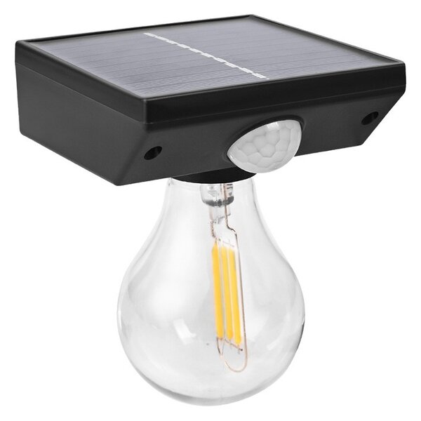 Lampa solara Tahagov, pentru exterior, tip bec, rezistenta la apa IP65, material ABS, baterie 3.7V, 1200 mah, 9.5 x 11 cm, autonomie 8 ore, senzor de miscare, alb cald