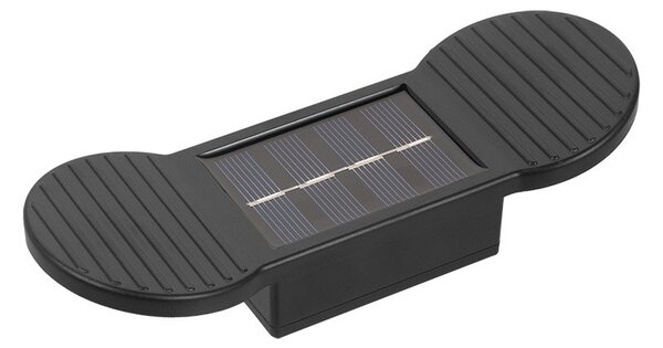 Aplica solara LED Tahagov, ABS/Policarbonat, rezistenta la apa IP65, 2 LED-uri SMD, pentru perete, scari, 1.2V, 600mah, 16 x 5.9 x 3.3 cm, lumina alb cald, negru