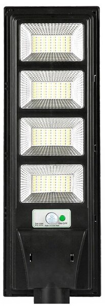 Lampa solara stradala Tahagov, cu telecomanda, senzor de miscare si lumina, suport prindere, 192 LED-uri, IP65, ABS, 8AH, 200W, temperatura culoare 6500K, 58.6x18.8x5 cm, autonomie 10-12 ore, negru