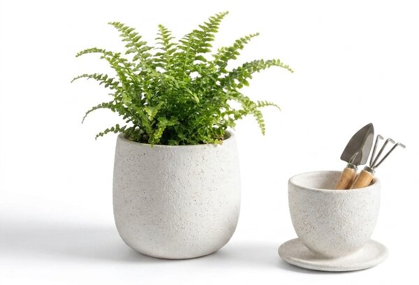 Set ceramic din doua piese, ceasca si recipient NEST 10 cm, alb