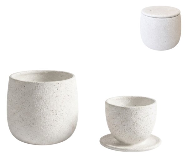 Set ceramic din doua piese, ceasca si recipient NEST 10 cm, alb