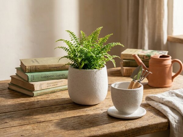 Set ceramic din doua piese, ceasca si recipient NEST 10 cm, alb