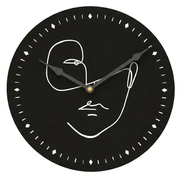 Ceas de perete LINE FACE 29 cm, negru