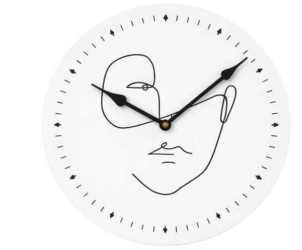 Ceas de perete LINE FACE 29 cm, alb