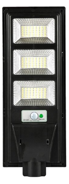Lampa solara stradala Tahagov, cu telecomanda, senzor de miscare si lumina, suport prindere, 144 LED-uri, IP65, ABS, 8AH, 150W, temperatura culoare 6500K, 49.5x18.8x5 cm, F6006-150w, autonomie 10-12 ore, negru