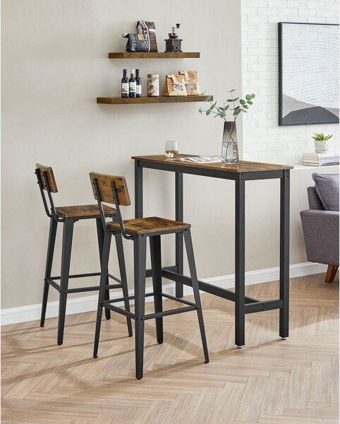 Set 2 scaune de bar, Vasagle, Maro-Negru, 102.2×45.4×45.4 cm