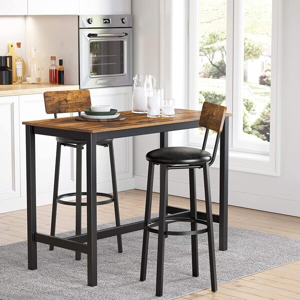 Set 2 scaune de bar, Vasagle, Maro-Negru, 40.1x44.2x100.5 cm