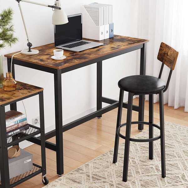 Set 2 scaune de bar, Vasagle, Maro-Negru, 40.1x44.2x100.5 cm