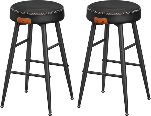 Set 2 scaune de bar, Vasagle, Negru, 49.5x49.5x63 cm