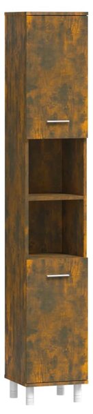 Dulap de baie, stejar fumuriu, 30x30x179 cm, lemn prelucrat