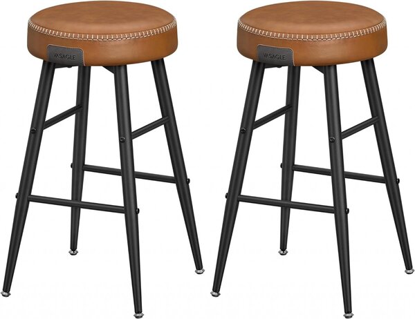 Set 2 scaune de bar, Vasagle, Maro, 49.5x49.5x63 cm