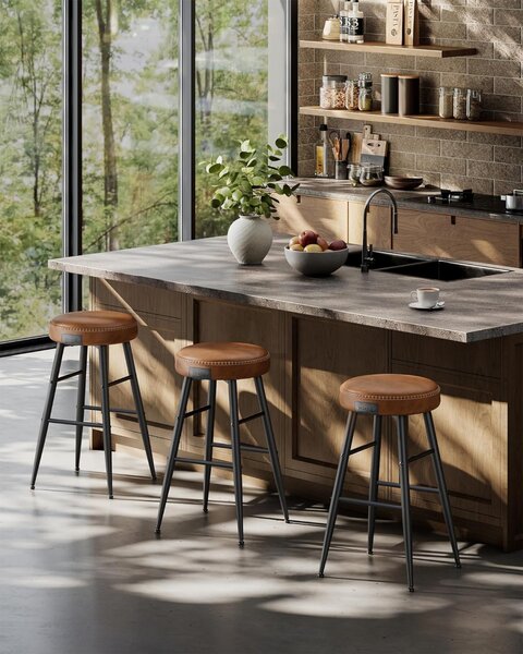 Set 2 scaune de bar, Vasagle, Maro, 49.5x49.5x63 cm