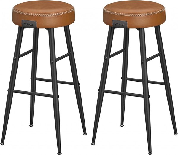 Set 2 scaune de bar, Vasagle, Maro, 51.6x51.6x75 cm