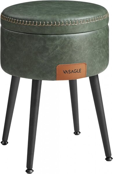 Taburet cu depozitare, Vasagle, Verde inchis, 32x32x44 cm