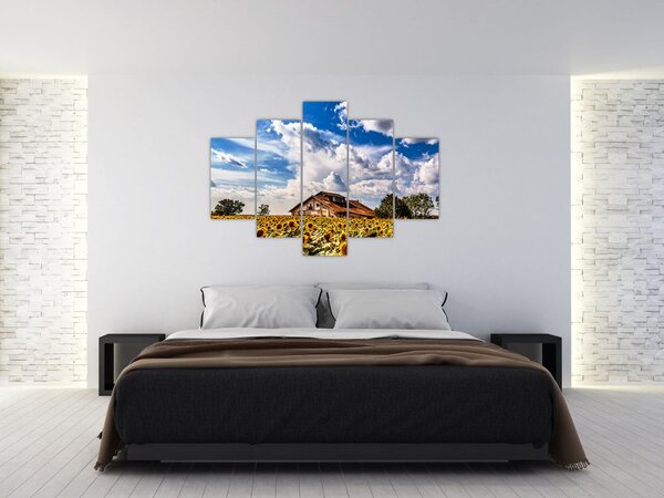 Tablou cu câmp de floarea soarelui (150x105 cm)