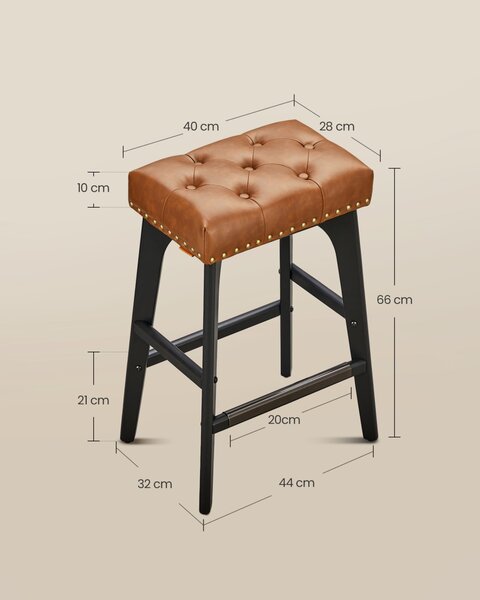 Set 2 scaune de bar Vasagle Maro 44x32x66 cm
