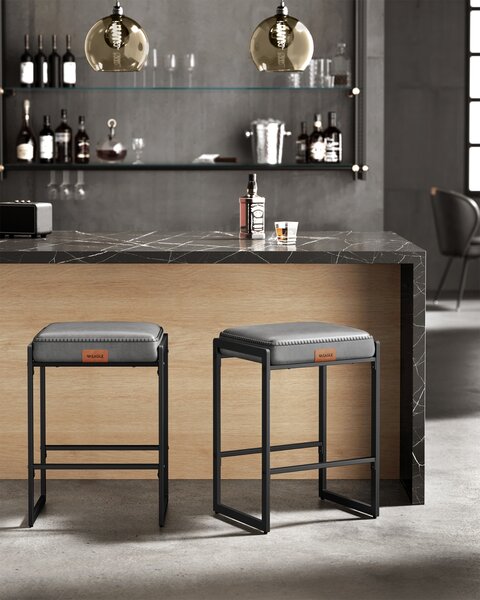 Set 2 scaune de bar Vasagle Gri 45x38x66 cm