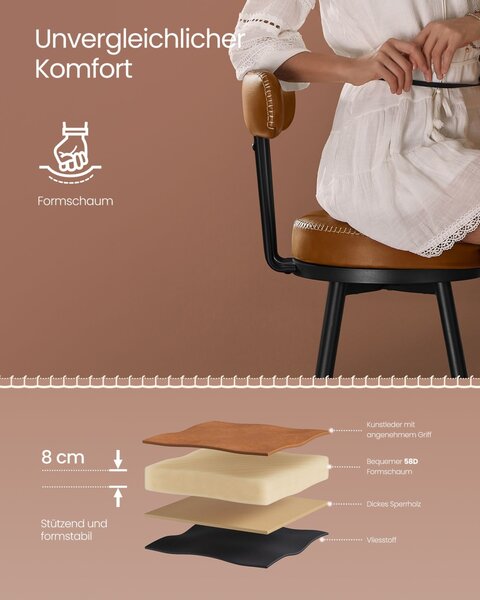 Set 2 scaune de bar Vasagle Maro 56x56x101.5 cm