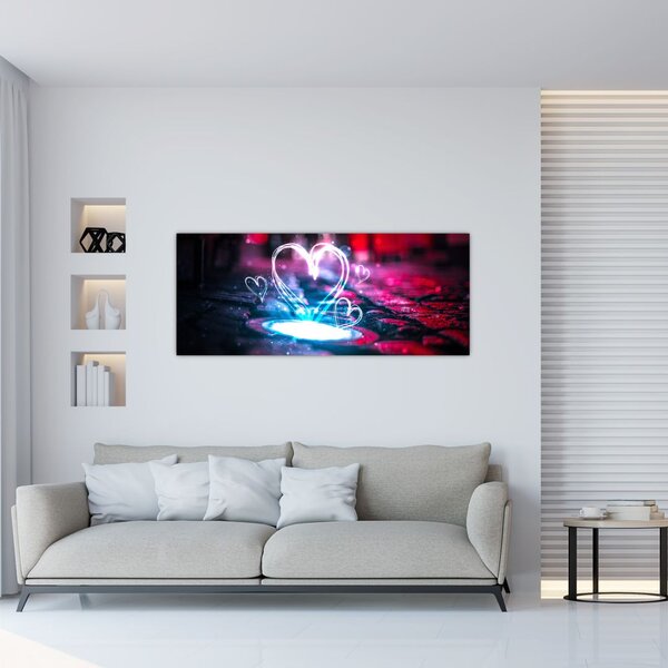Tablou cu inima iluminată (120x50 cm)