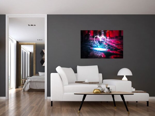Tablou cu inima iluminată (90x60 cm)