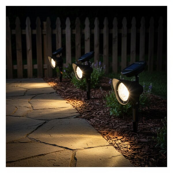 Set 2 Lampi Solare LED pentru Gradina, Lampa Reglabila, Impermeabil IP65