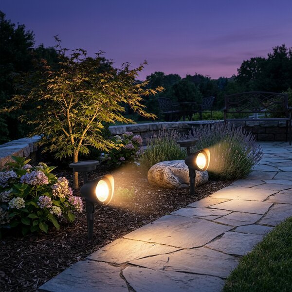 Set 2 Lampi Solare LED pentru Gradina, Lampa Reglabila, Impermeabil IP65