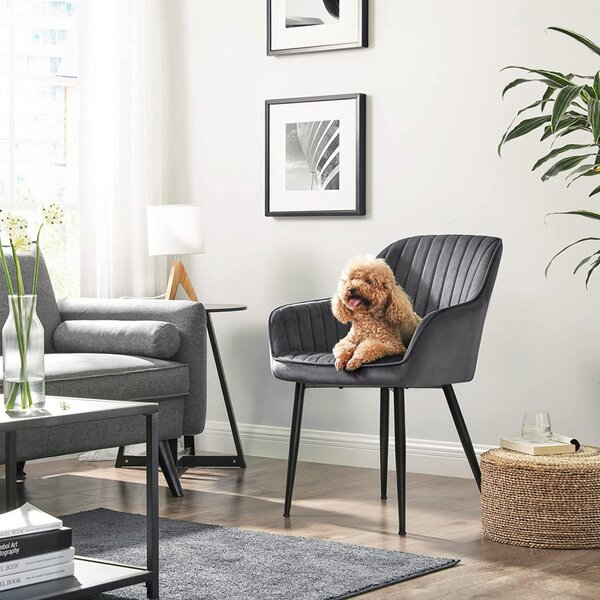 Scaun dining, Songmics, Gri, 62.5x60x85 cm