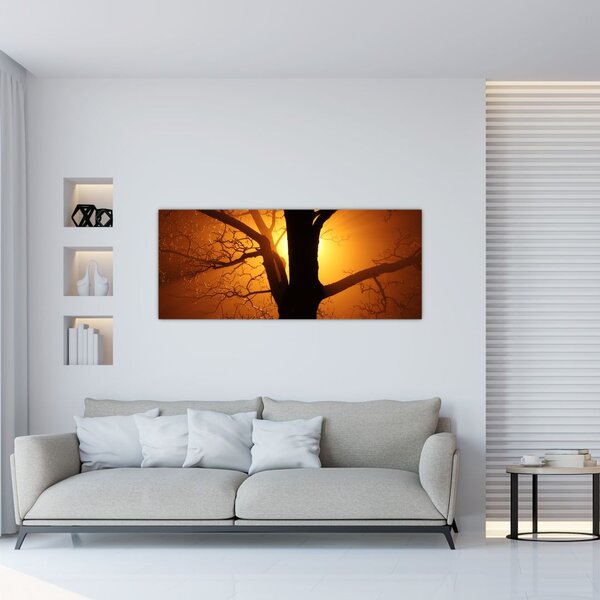 Tablou cu copac în apus de soare (120x50 cm)