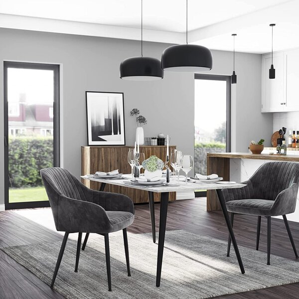 Scaun dining, Songmics, Gri, 62.5x60x85 cm
