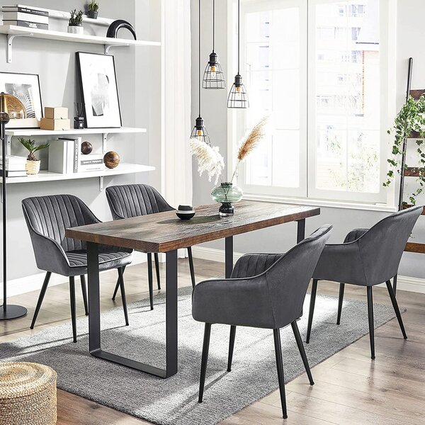 Scaun dining, Songmics, Gri, 62.5x60x85 cm