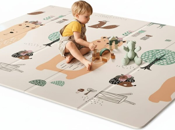 Covoras de joaca pliabil 150x200cm dublu fata – Animale din padure