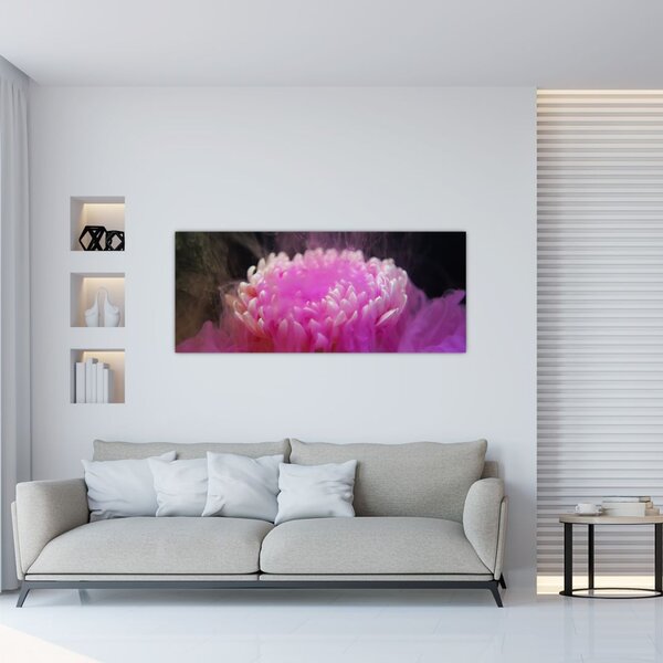 Tablou cu floare în fum roz (120x50 cm)