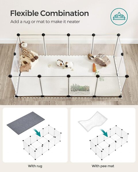 Tarc pentru animale de companie, modular, , Songmics, Alb, 125x63x42 cm