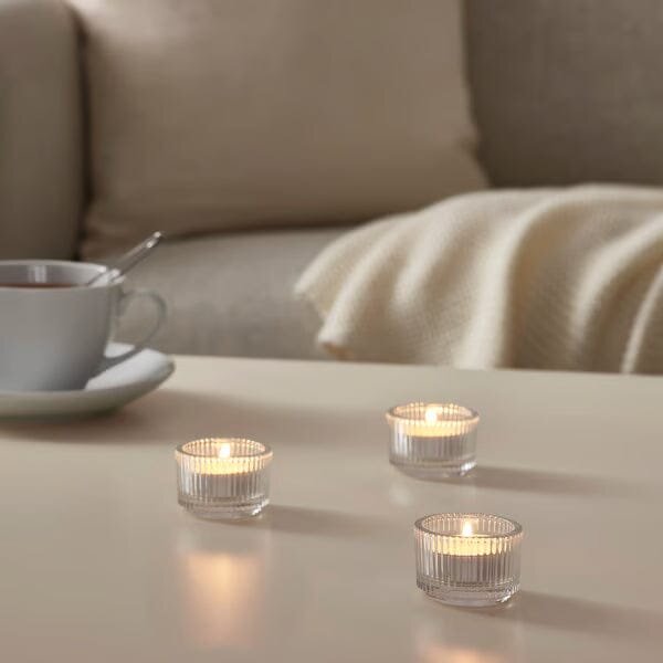 Set 100 lumanari tip pastila din ceara, inodore, timp de ardere 3 ore, 3,6 x 0,8 cm, alb