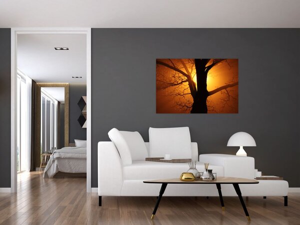 Tablou cu copac în apus de soare (90x60 cm)