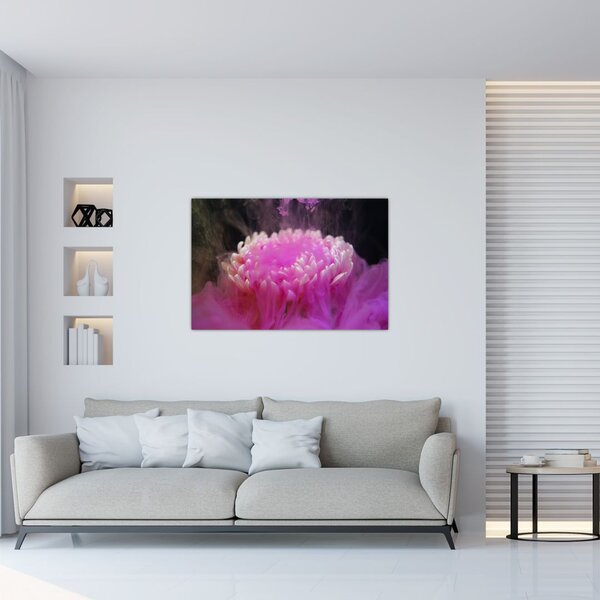Tablou cu floare în fum roz (90x60 cm)