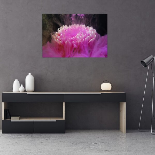 Tablou cu floare în fum roz (90x60 cm)