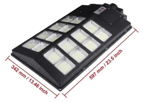 Lampa Solara 800W Dubla cu Senzor, LED Exterior, Suport Metalic si Telecomanda