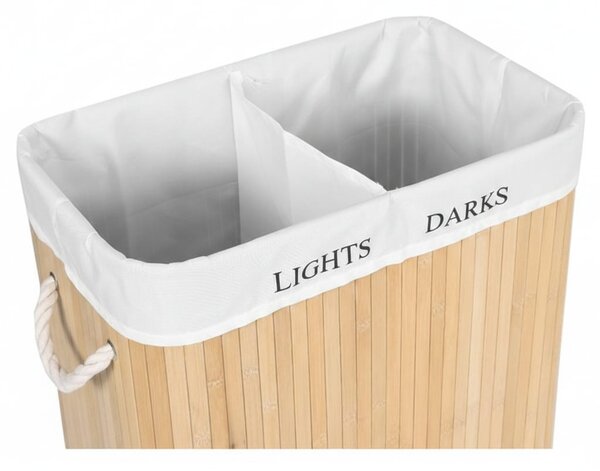 Cos de rufe, 2 compartimente, 100 L, bambus
