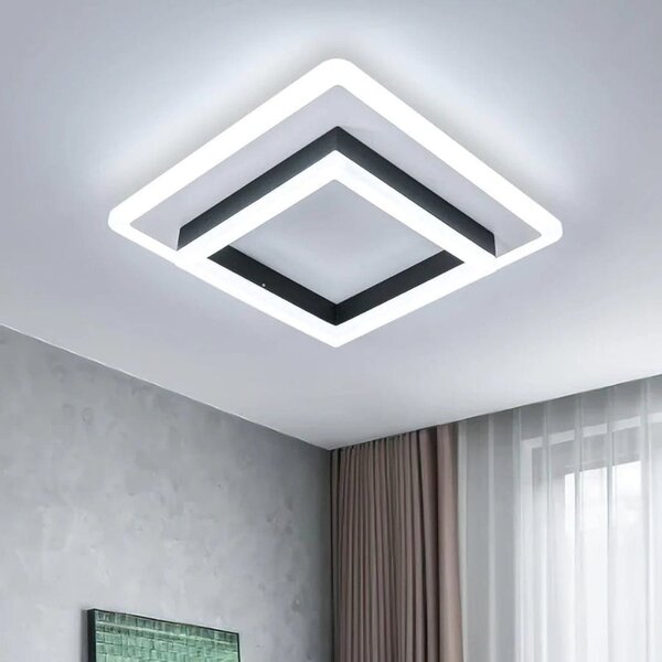 Lustra LED 64W QUADRATA BLACK Echivalent 200W, 19 cm