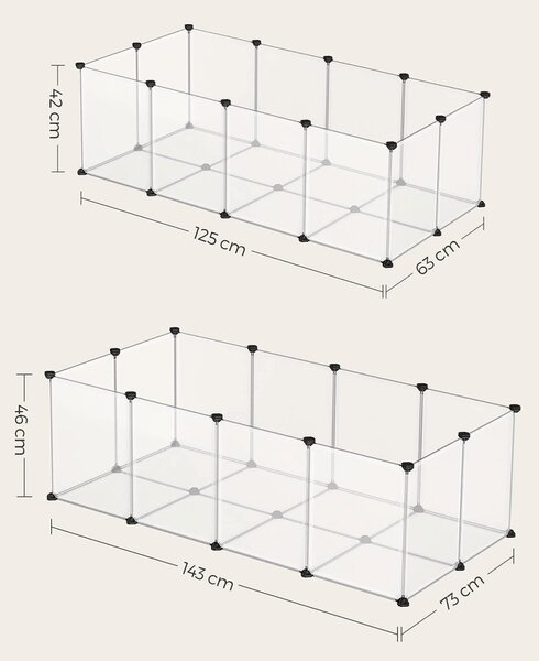 Tarc pentru animale de companie, modular, , Songmics, Alb, 125x63x42 cm