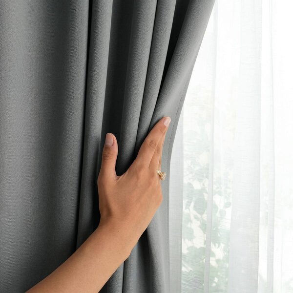 Draperie Blackout cu inele Gri 140x244 cm – Opacitate 90%