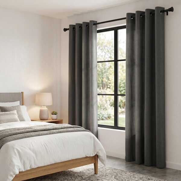 Draperie Blackout cu inele Gri 140x244 cm – Opacitate 90%