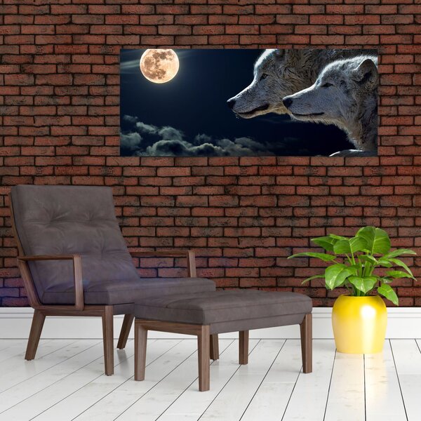 Tablou cu lupi în lună (120x50 cm)